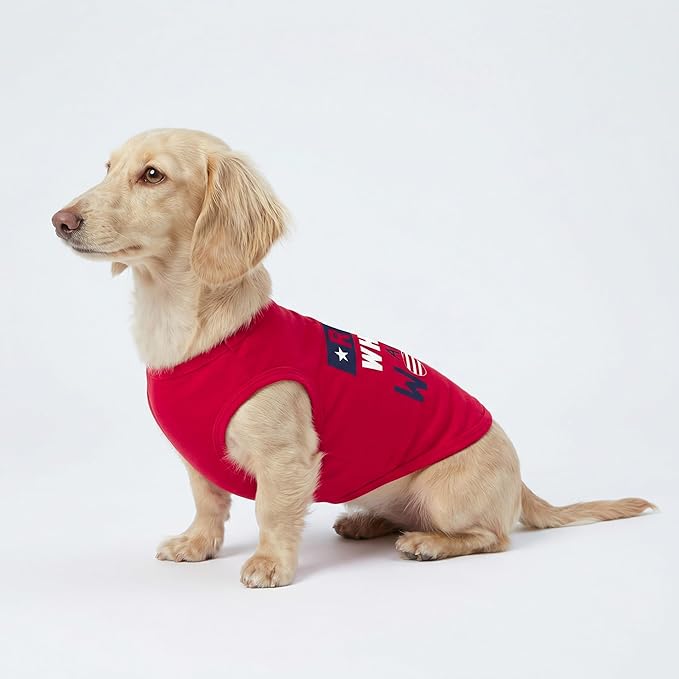 Fitwarm Patriotic Red White and Woof Dog Shirt, 4th of July Dog Clothes for Small Dogs Boy Girl, Funny Doggy Summer Clothes, Pet Outfit, Red, Blue, White, XL