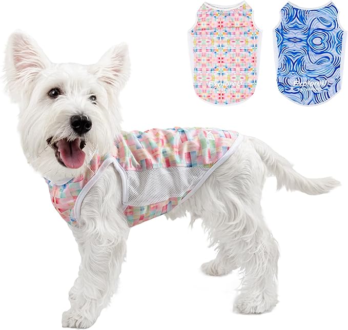 Dog Shirt, Cooling Vest Lightweight Breathable, Dog T-Shirts All-Season Sun Protection Quick Dry Soft Stretchy Reflective Tank Top - Small Medium Large Dogs (Candy Patch, X-Large)