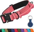 Joytale Tactical Dog Collar for X-Large Dogs with Control Handle, Heavy Duty Military Training Collar for Power Breeds, AirTag Holder Case, Quick Release Metal Buckle, Soft Padded, XL, Pink