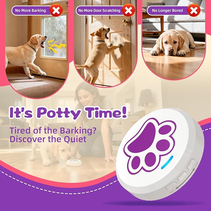 ChunHee Dog Door Bells - Dog Potty Training Bell with 28 Ringtones & Adjustable Volume (0-115dB) | Chew-Proof Dog Doorbells for Teach Puppies to Signal Go Outside, Easy Dog Training Bells for Door