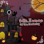 64" Gothic Cat Tree with Coffin Bed, Multi-Level Tall Black Cat Tower Cats with Top Perch, Spacious Condos, Spider Hanging Balls, Scratching Post and Ladder for Large Cats 22 lbs, Black & Red