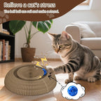 Kitty Curlz Magic Organ Cat Scratching Board with Bell Ball,Foldable Accordion Kitty Curls Cat Scratcher,Reversible Curling Toy for Indoor Cats,Blue Small Fish