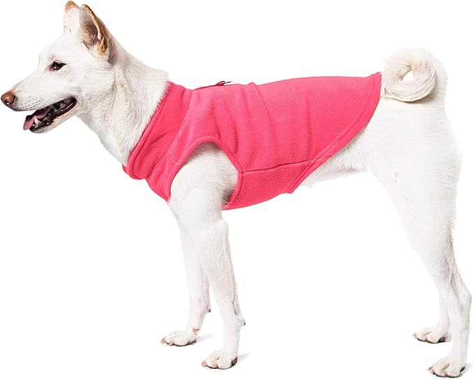 Gooby Fleece Vest Dog Sweater - Peach, Small - Warm Pullover Fleece Dog Jacket with O-Ring Leash for Small to Medium Dogs