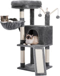 Cat Tree, Multi-Level Cat Tower for Indoor Cats, Cat Climbing Tree Condo with Sisal Covered Scratching Posts, Deep Hammock and Interactive Cat Toy, Gray