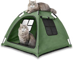 Portable Pet Tent House for Indoor & Outdoor Use - Easy Access Cat Nest Without Door Flap, Ideal for Cats, Puppies & Small Animals (Green)