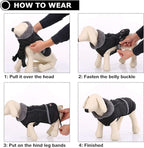 Warm Dog Coat, Reflective Waterproof Windproof Dog Jacket with Turtleneck for Cold Weather, Thick Fleece Lining, Pet Outfit, Adjustable Pet Vest for All Dog Sizes, Black
