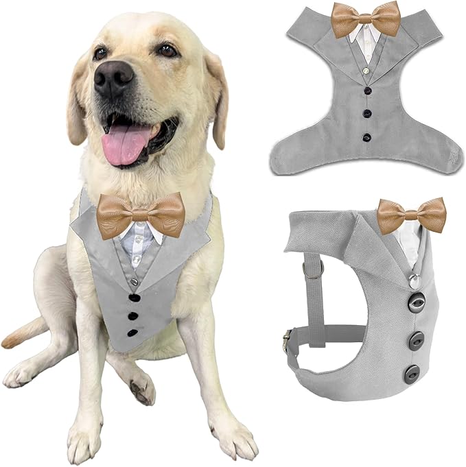 AVERYDAY Dog Tuxedo for Wedding Outfit, Dog Suit and Tie Costumes for Birthday, Halloween, Cosplay, Christmas Party, Pet Formal Wear with Bowtie, Tux for Medium Large Dogs, Bulldog, Labrador, Husky