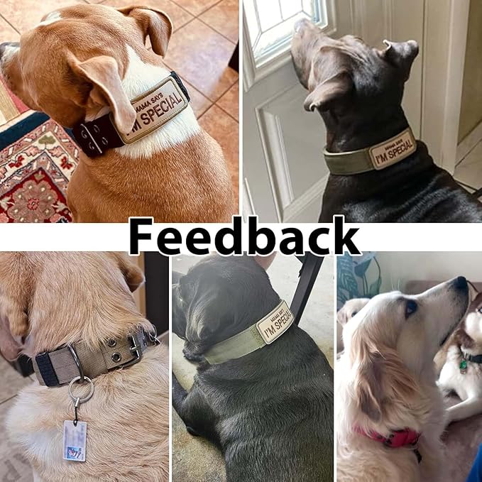 Tactical Dog Collar Military Adjustable Dog Collars Soft Nylon Training Collar with Patch Heavy Duty Metal Buckle Collars for Medium Large Dogs (Brown, M)