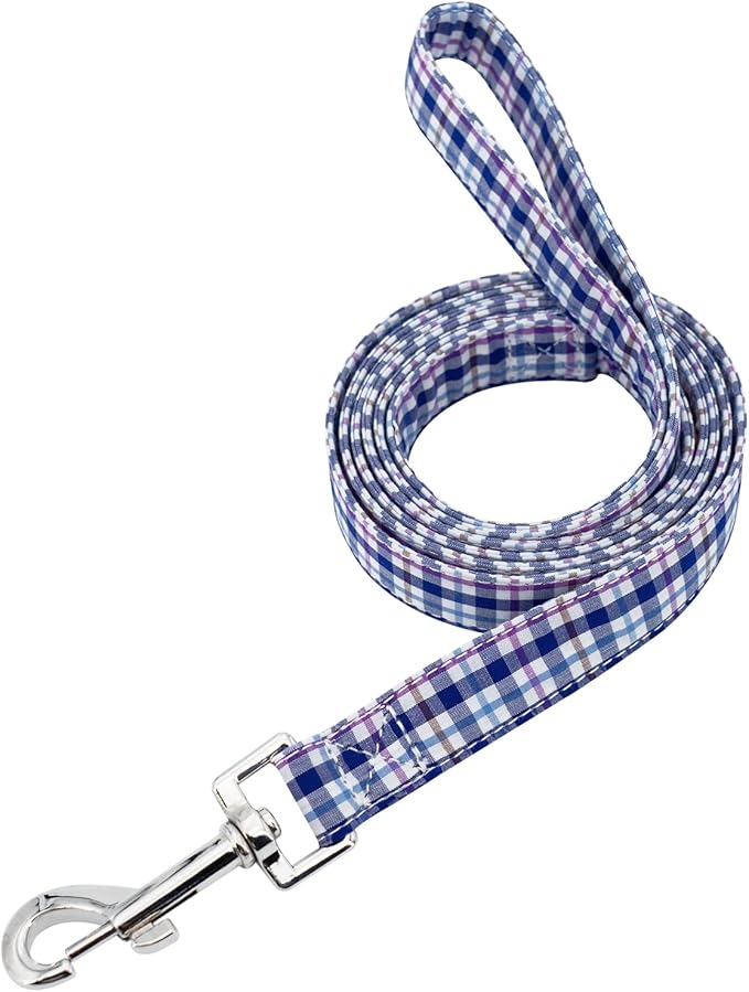 Tunkoo Dog Leash Plaid with Soft Comfy Cotton Handle，Girl Pet for Small Medium Large Dogs Cats Daily Walking（Bule Grid，M）