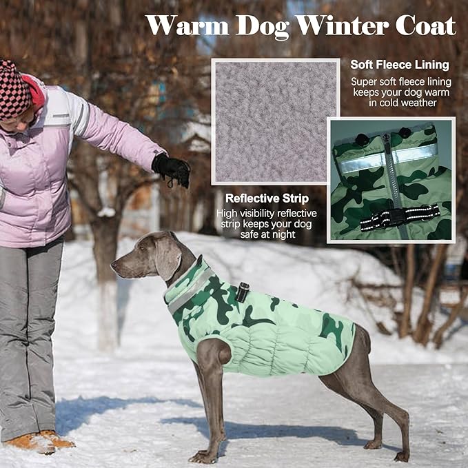 Lelepet Warm Dog Winter Coat Dog Coats for Extra Large Dogs Waterproof Dogs Jacket with Harness Built in Reflective Cold Weather Coats Windproof Zip-Up Winter Fleece Vest Snowsuit Great Dane 3XL