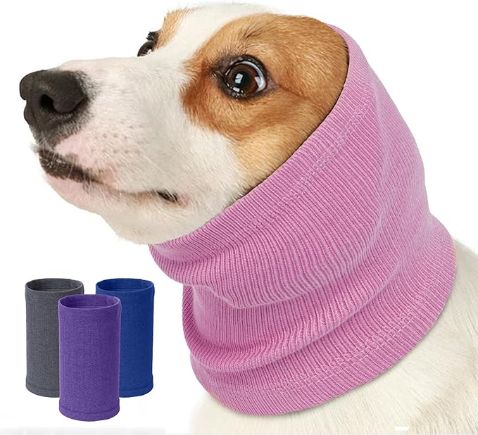 Nanaki Dog Hood Calming Ear Wrap, Quiet Headband Dog Head Cover Snood Doggy Ear Fireworks Muffs, The Grooming and Force Drying Pet Head Protector for Anxiety Relief Calming Doggy Covers for Noise