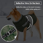 SUNFURA Small Dog Coat with Harness Built in, Warm Dog Jacket Winter with Zipper On Back, Waterproof Pet Snow Jacket Snowsuit Pet Sweater Clothes for Schnauzer, Yorkshire Terrier, Army Green S