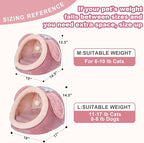 Jiupety Cute Cat Bed for Indoor Cats, Warm Soft Cave Fit for 11-17 lb Cats and 0-8 lb Dogs, Pink Rabbit, L