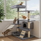 Abbylike 2 Pcs Cat Tree Tower Replacement Parts Grey Bed Cover with Elastic Band Removable Washable Padding for Platform Perch Shelves, Only Cover, Cat Tower Cushions Accessories(13.8 x 13.8 Inch)
