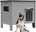 Durable Waterproof Plastic Dog House for Outdoor Indoor,Outside Dog House with Side Window Elevated Floor, Easy to Assemble Easy to Clean