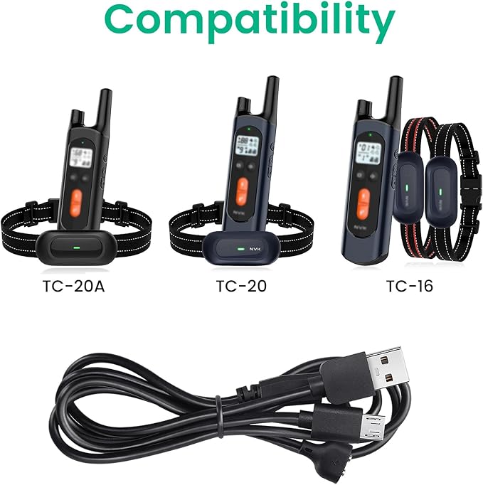 2-Pack Charger Replacement for NVK Dog Training Collar, Magnetic Charging Cable for UKE Shock Collar, Black