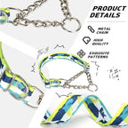 No-Pull Martingale Dog Collar with Chain - Adjustable Shark Pattern Choker Collar for Training, Anti-Pull Slip Collar for Medium, Large & XL Dogs（XL）