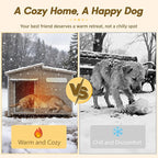 Outdoor Wooden Dog House for Small & Medium Dogs, Weatherproof Winter Dog Kennel with Openable Roof & Window, Chew-Resistant Frame, Cozy Indoor Shelter