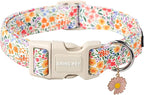 ARING PET Spring Summer Dog Collar-Cute Dog Collar for Small Dogs, Adjustable Cotton Floral Pet Collars Puppy Collar for Small Medium Large Dogs