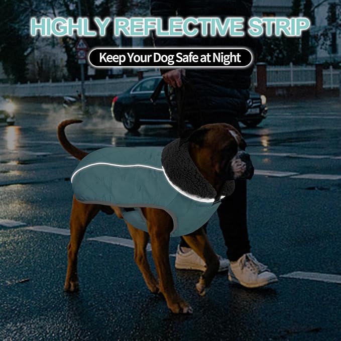 Doglay Dog Coat, Waterproof Dog Jacket Pet Winter Coat for Cold Weather with Thicken Furry Collar, Reflective Puppy Winter Jacket Warm Fleece Lining for Small Medium Large Pets