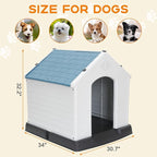 ZENY 34Inch Large Plastic Dog House - Water Resistant Dog Kennel for Small to Medium Sized Dogs All Weather Indoor Outdoor Doghouse Puppy Shelter