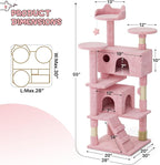 MoNiBloom 54 Inch Cat Tree Tower for Indoor Cats Large Adults, Pink Cat Tower with Scratching Post, Multi-Level Furniture Activity Center with Cat Condo Pet Play House, Soft Pink