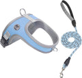 Dog Harness and Leash Set, No Pull Saddle Style Pet Harness, Breathable Mesh Adjustable Reflective Dog Vest for Dogs and Cat Medium Small Harness 2 D-Rings (Blue, S)