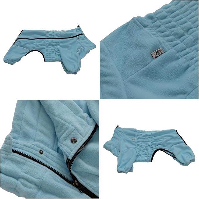 Lovelonglong Warm Dog Coat, Windproof Dog Jacket for Small Medium Large Dogs, 4 Legged Fleece Dog Winter Coat Zippered Closure Dog Outdoor Jacket Turquoise XXXXL
