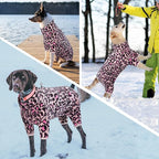 ROZKITCH Dog Winter Jumpsuit, Pet Windproof Warm Cold Weather Jacket Vest with Luminous Zipper, Jumpsuit Apparel Outfit Clothes for Large Giant Dog L-Pink 4XL