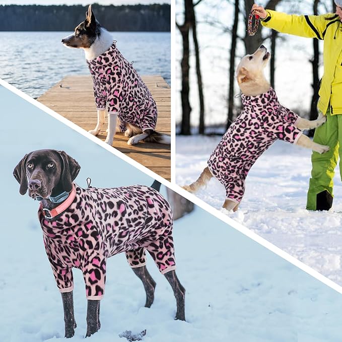 ROZKITCH Dog Winter Jumpsuit, Pet Windproof Warm Cold Weather Jacket Vest with Luminous Zipper, Jumpsuit Apparel Outfit Clothes for Large Giant Dog L-Pink 4XL