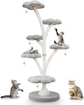 FKWin 71 Inch Tall Cat Tree, Flower Shape Scratching Post, Cat Scratcher, Cat Furniture for Indoor Cats, Kittens Pet House, Cat Bed with Hang Ball, Plush Cat Tower for Large and Small Cats(Gray)