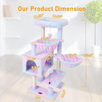 KIYUMI Cat Tree Cat Tower Condo with Sisal Scratching Post for Indoor Cats Cat Tree Cat Furniture with Hammock Perch and Kitten Ball Toys, Multi-Level Pet Activity Center Rainbow