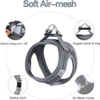 Dog Harness for Small Dogs and Leash Set, Honeycomb Grid, Reflective Lightweight Harness & Anti-Twist Pet Lead (Multi Color, Size: XS-S-M) (S, Grey)