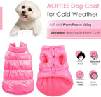 AOFITEE Dog Jacket, Dog Winter Coat, Waterproof Dogs Coats for Small Dogs, Warm Fleece Pet Snowsuit Puffer Jacket, Cozy Winter Pet Fleece Vest, Female Male Pets Cold Weather Coats, Pink, XXL