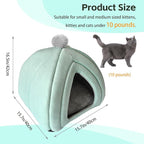 Cat Cave Bed Foldable Cat Bed Dome for Indoor Kitten with Removable Washable Cushion Kitten House Huts with Anti-Slip Bottom for Small Medium Kitty Pets(Green)