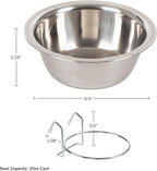 Set of 2 Stainless-Steel Dog Bowls - Cage, Kennel, and Crate Hanging Pet Bowls for Food and Water - 20oz Each and Dishwasher Safe by PETMAKER,Silver