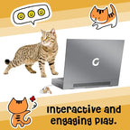 3-in-1 Cardboard Cat Scratcher Laptop with 'Mouse' Jingle Ball, Stickers, Grey Cat Interactive Toy, Kitten Toy & Cat Scratching Pad