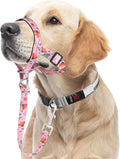 HIGO Dog Head Collar, Adjustable Head Collar for Dogs, No Pulling Head Halter, Training Nose Leash, 3 Pattern Muzzle Leash for Small Medium Large Dogs Easy Walking (Pink, L)