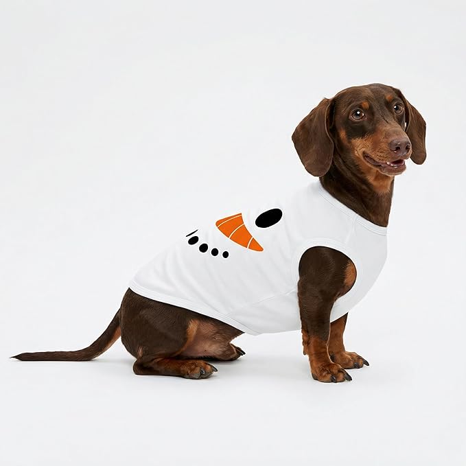 Fitwarm Snowman Dog Christmas Outfit, Holiday Dog Clothes for Small Dogs Boy Girl, Cute Pet Shirt, Black, White, Orange, Large