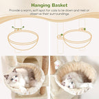 Globlazer Sturdy Cat Tree, 68-inch Large Cat Tower for Indoor Adult Cats 20 lbs Heavy Duty Cat Tree for Big Cats with Extra Large Platform, 5 Scratching Post, S68, Beige