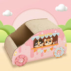 Happy & Polly Cat House Pink Car Cat Scratcher for Small and Medium Cats Sturdy Cardboard Cat Condo, Bed, Toys, Cat for Indoor 21.9" ×12.5" × 11.8"