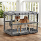 Collapsible Dog Crate for Large Dogs - 36"L Heavy Duty Dog Kennel No Tools Required with 4 Sides Steel Foldable Cage for Dogs Indoor Furniture, Portable Carrier with 2 Smooth Wheels, Gunmetal