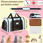 Cat Carrier Dog Carrier - Soft-Sided Cat Carrier with Plush Pad & Cooling Mat, Easy-Load 4-Side Zipper & 3-Side Mesh Ventilation, Pet Carrier Airline Approved for Cats/Dogs Up to 16 lbs, Blue