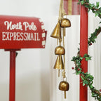 Rustic Gold Metal Bells with Jute Rope for Christmas Tree, Wreath, Party, Wedding Decor - 3.5W x 21H