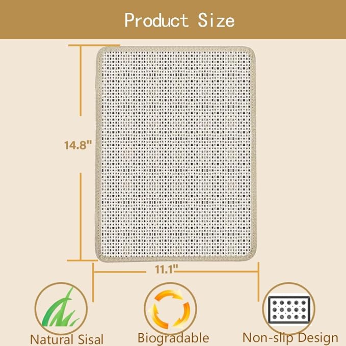 Cat Nail File Scratcher & Scratching Pad -Scratch Mat with 80 Aluminum Oxide Grit, Scratch Pads Wrap Around a Scratching Post to Help Trimming Cat Nails & Protect Furniture