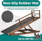 Dog Ramp for Bed, Adjustable Pet Ramps for Dog to Get on Bed, Non-Slip Rubber Surface - Folding Wooden Dog Ramp for Small/Large/Old Dogs, Adjustable up to 23.5 inch High Beds, Safety Railings