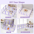 DIY Clear Acrylic Dog Playpen House,Quick Easy Assembly and Disassembly,Strong Floor Suction,Indoor and Outdoor Use,Easy Cleansing Puppy Fence (Purple, 23.6" H, 10PCS)