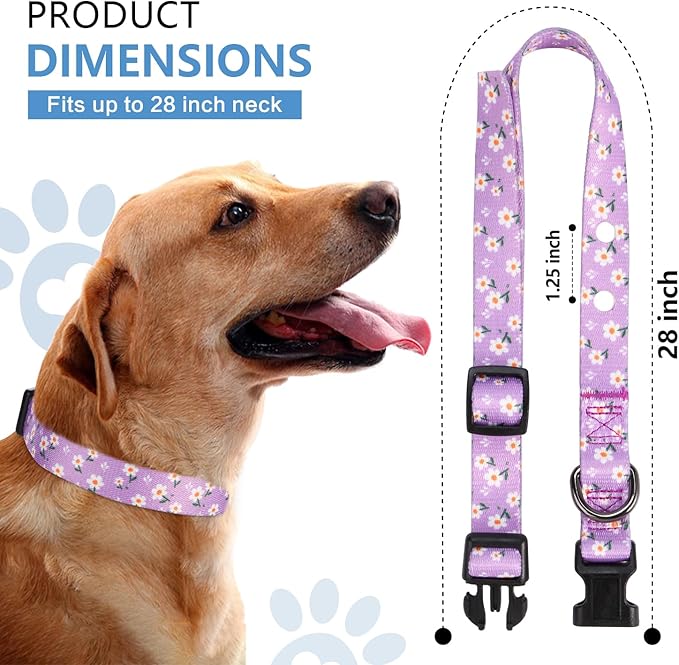 Rhea Rose 1 Inch Replacement Collar Strap Shock Collar with 2 Holes, Compatible with Nearly All Brands and Models of Underground Electric Dog Fences and Training Collars, Lavender Flowers
