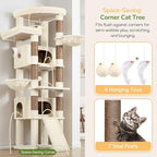 Globlazer Extra Large Heavy Duty Cat Tree, 80in Tall Sturdy Cat Tree Tower for Multiple Indoor Cats Large Adult with Scratching Posts, 2 Spacious Condos with Padding, 2 Soft Perches, S80C, Beige