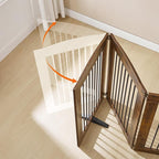HOOBRO Indoor Dog Gate with Support Feet, 31.5 Inch 4 Panels, Freestanding Pet Gate for Doorway, Stairs, Folding Dog Fence, 360° Hinge for Easy Access, Sturdy Iron Pipe, Rustic Brown BF64PP03